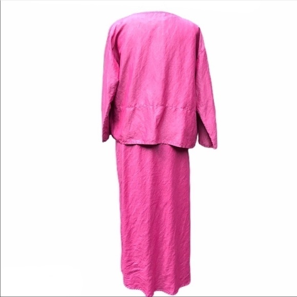 EILEEN Fisher Pink Linen / Silk Maxi Skirt Medium - Picture 6 of 7